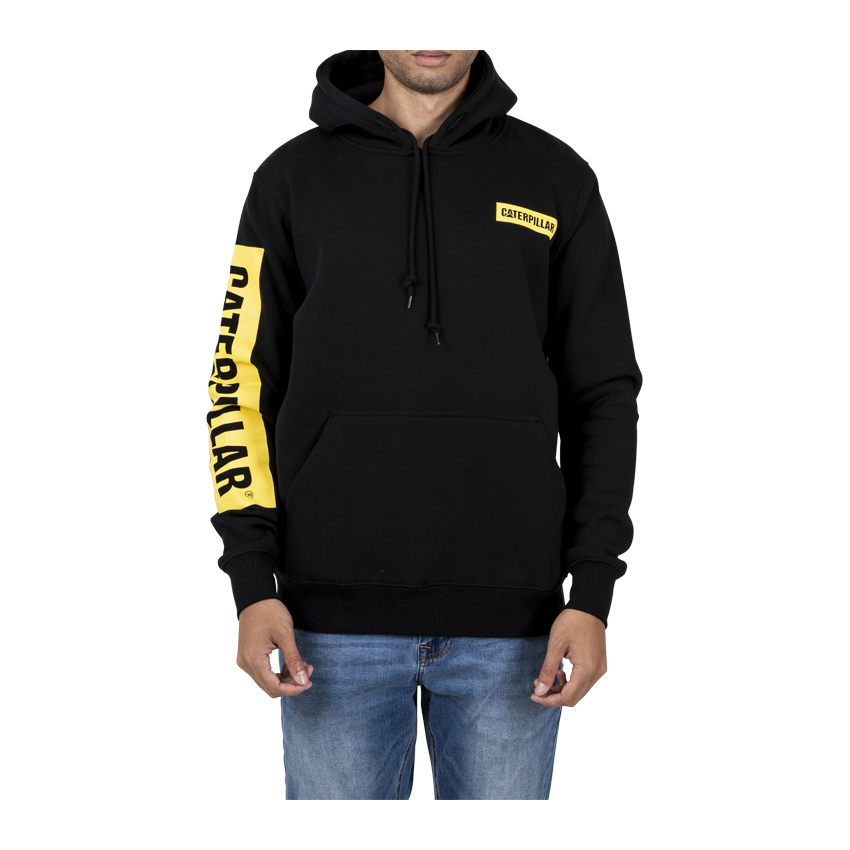 Caterpillar Triton Block Hoody - Mens Hoodies - Black/Yellow - NZ (213MWGUCH)